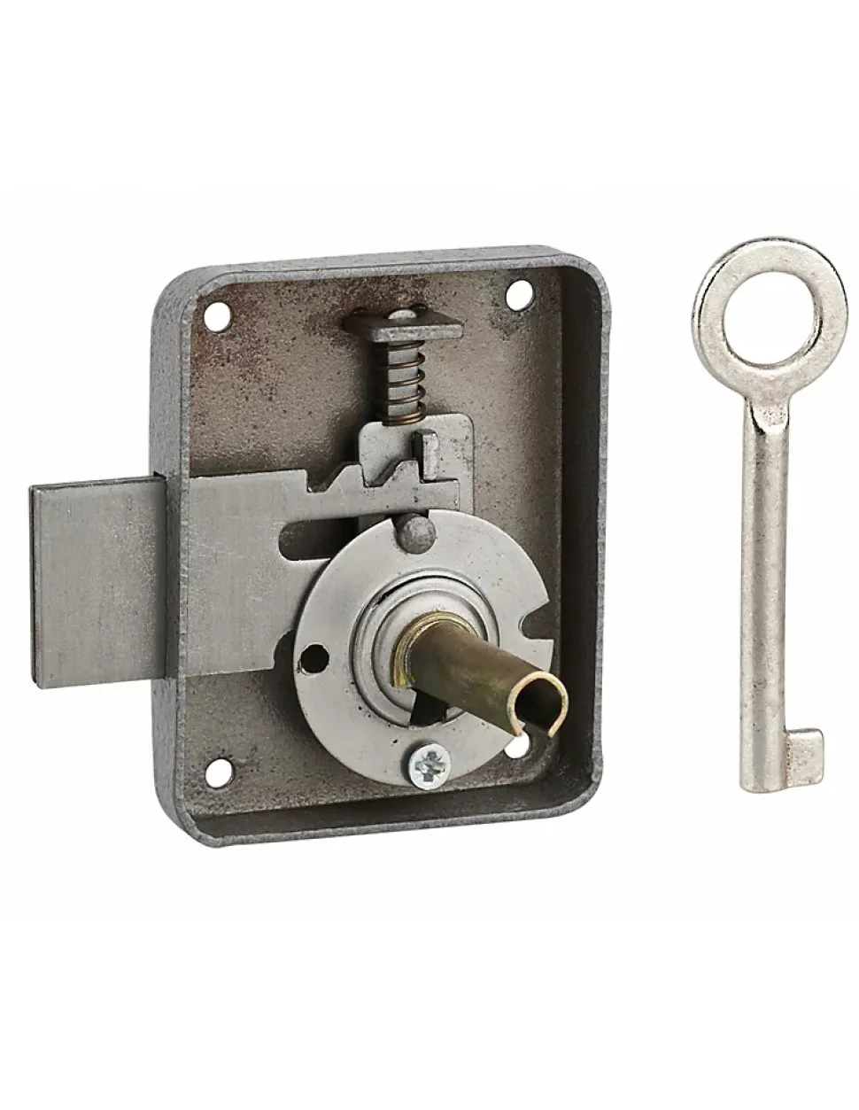 Serrure de meuble Paris pour porte d'ameublement, droite, axe 35mm, 60x70mm, gris, 1 clé - THIRARD