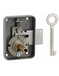 Serrure de meuble Paris pour porte d'ameublement, gauche, axe 30mm, 55x70mm, gris, 1 clé - THIRARD