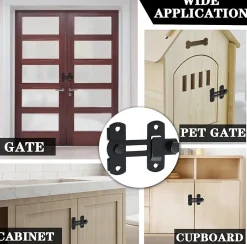 Serrure de porte coulissante, verrou de volet, verrou de porte avec vis, acier inoxydable, finition noir mat