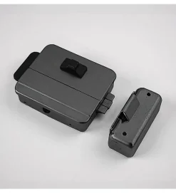 Serrure éléctrique 12V réversible en applique cylindre exterieur et bouton intérieur DOM