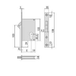 Serrure monopoint à larder profil étroit à crochet axe 50mm - CISA - CIS45110.50