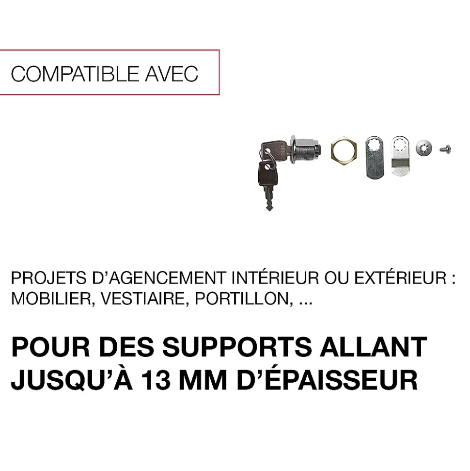 Serrure multi-usages en zamak avec écrou