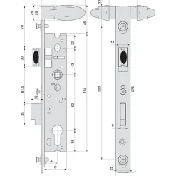 Serrure piscine monopoint double manoeuvre pêne dormant demi-tour 39mm - STREMLER - 2268.39.0