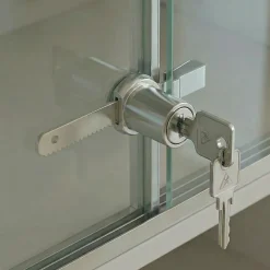 Serrure vitrine Acier/Nickelé ø20 mm x EP. 6 mm