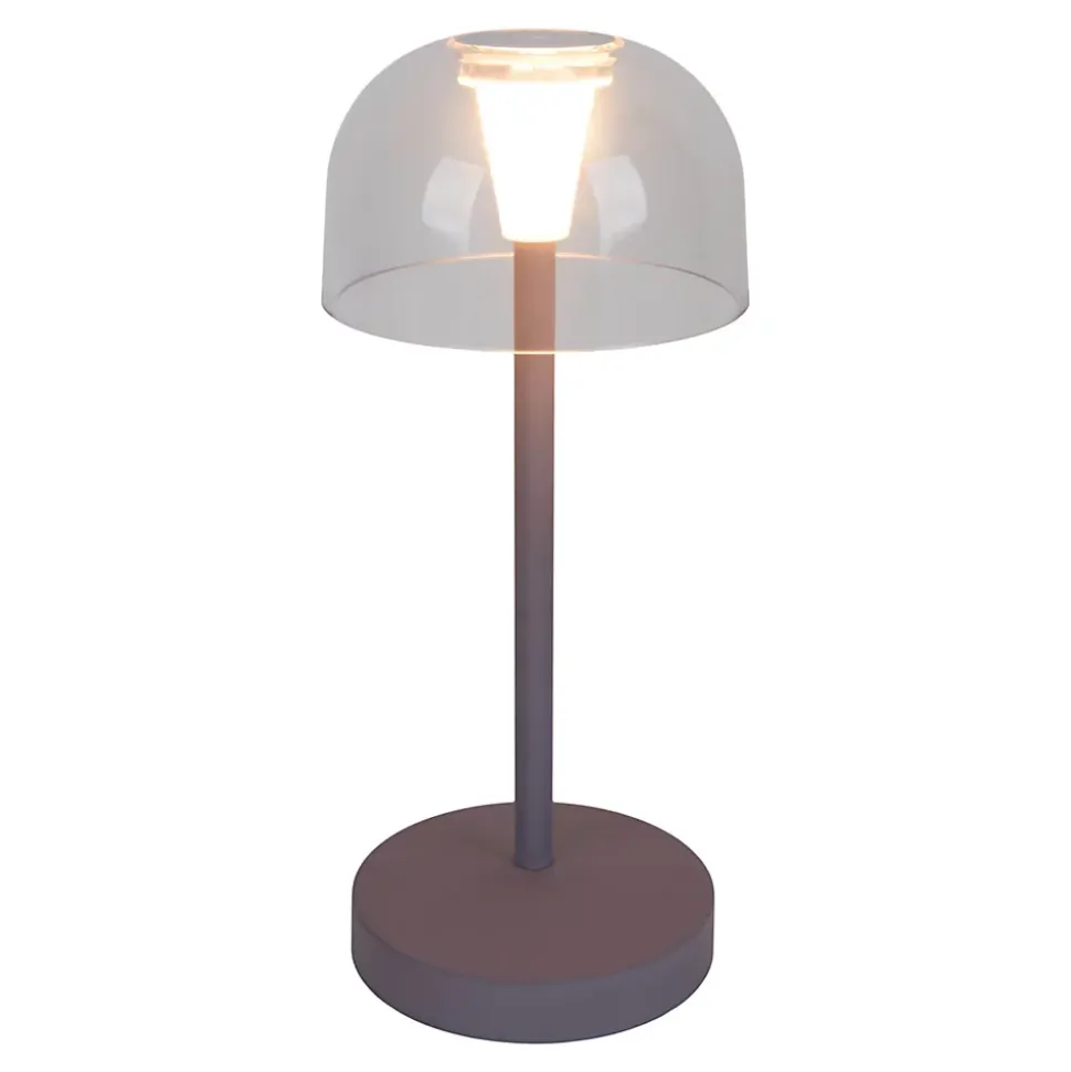 Set de 2 lampes de table LED rechargeables Gomba extérieur intérieur métal plastique couleur mûre hauteur 18,5cm