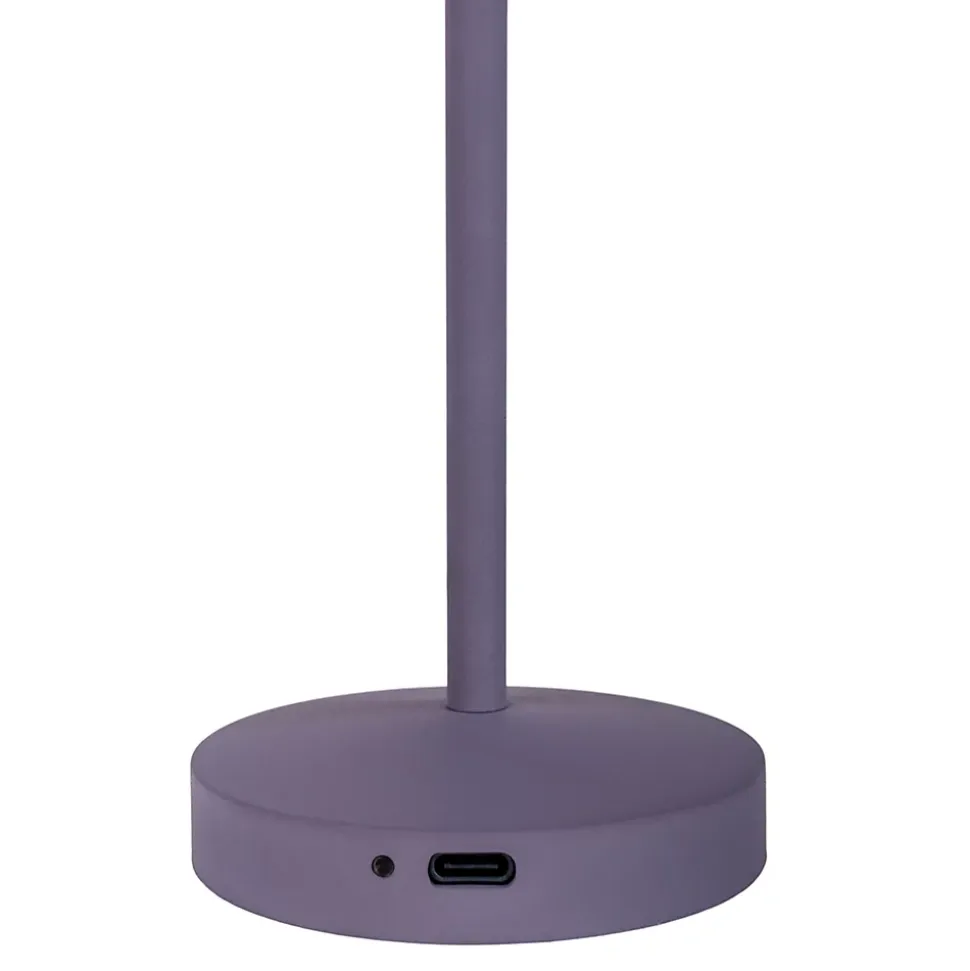 Set de 2 lampes de table LED rechargeables Gomba extérieur intérieur métal plastique couleur mûre hauteur 18,5cm
