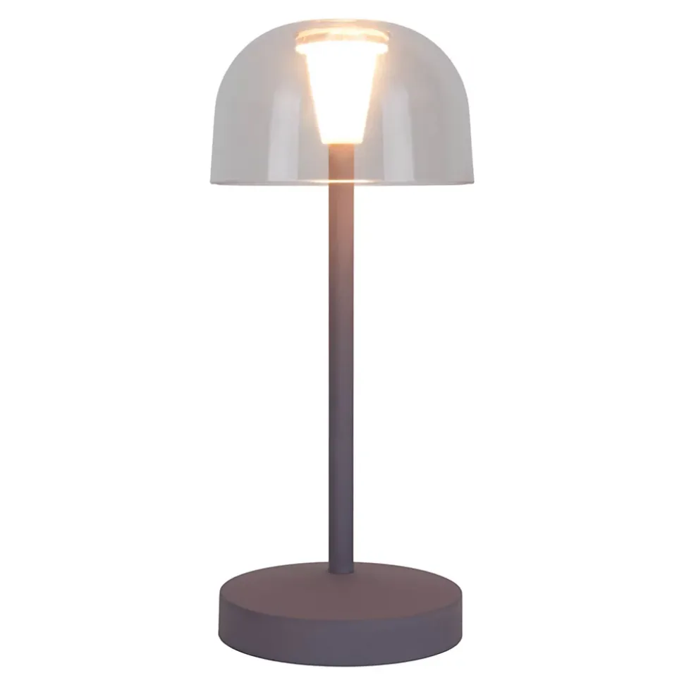 Set de 2 lampes de table LED rechargeables Gomba extérieur intérieur métal plastique couleur mûre hauteur 18,5cm