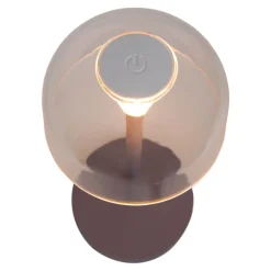 Set de 2 lampes de table LED rechargeables Gomba extérieur intérieur métal plastique couleur mûre hauteur 18,5cm