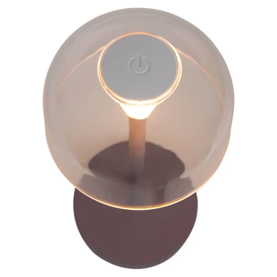 Set de 2 lampes de table LED rechargeables Gomba extérieur intérieur métal plastique couleur mûre hauteur 18,5cm