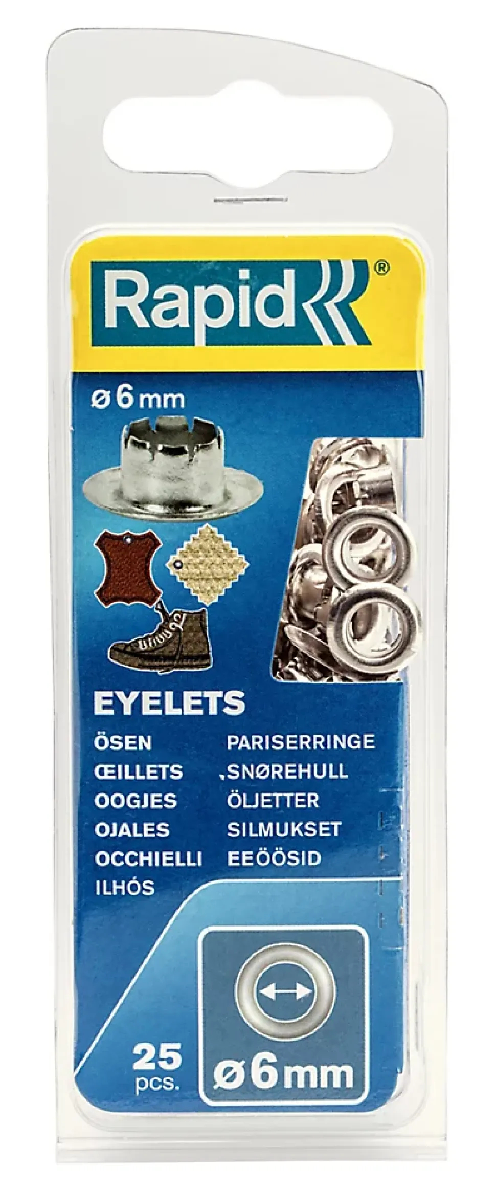 Set de 25 pièces oeillets Rapid Ø6mm