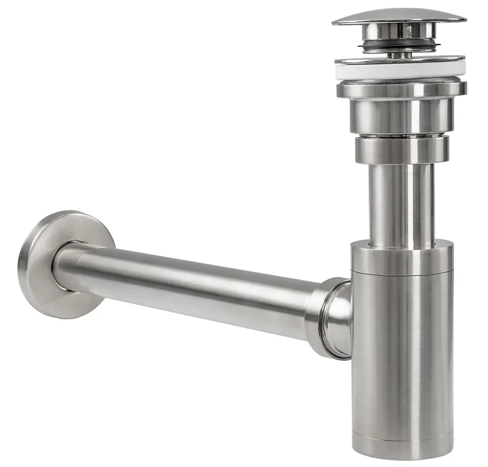 Siphon de lavabo + bonde Rea Brushed Nickel