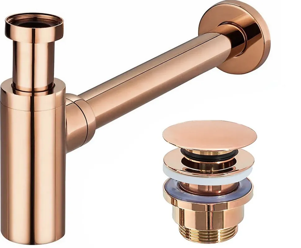 Siphon de lavabo + bonde Rea Rose Gold