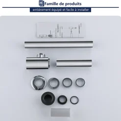 Siphon de Lavabo en Acier Inox Hauteur Reglable Set de Siphon G1 1 4 pour Vasque et Lavabo