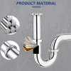 Siphon de Lavabo en Acier Inox Chrome Anti Odeur Tube Courbe en Forme de G Ouverture Quart de Tour pour Lavabo