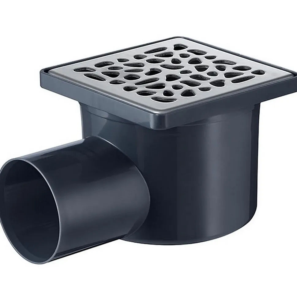 Siphon de sol à maçonner pour douche à l'italienne 10x10cm