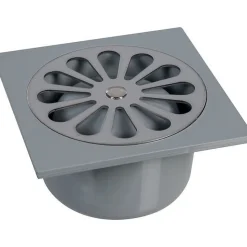 Siphon de sol PVC gris - 100 x 100 mm - Grandsire