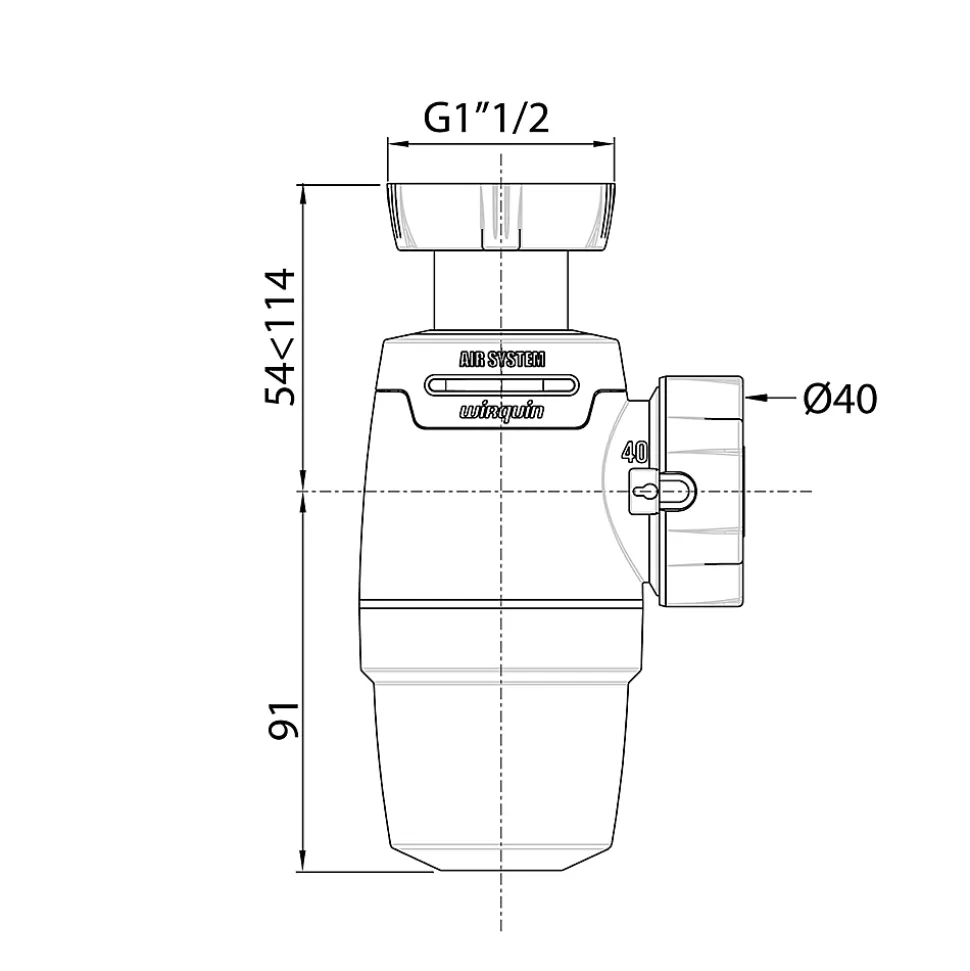 Siphon Neo « Air » pour vasque 40mm Wirquin