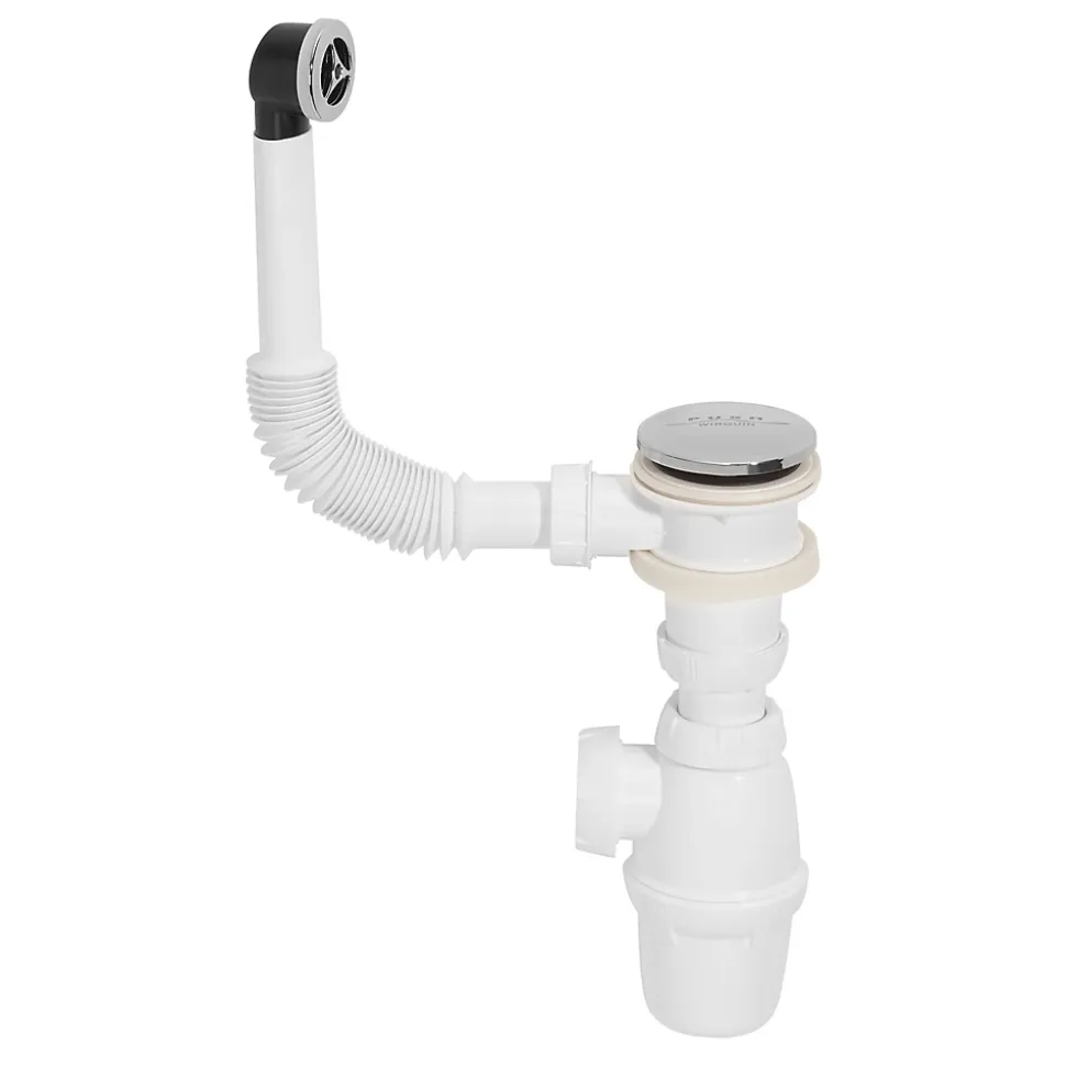 Siphon réglable blanc 32mm et trop-plein circulaire Wirquin