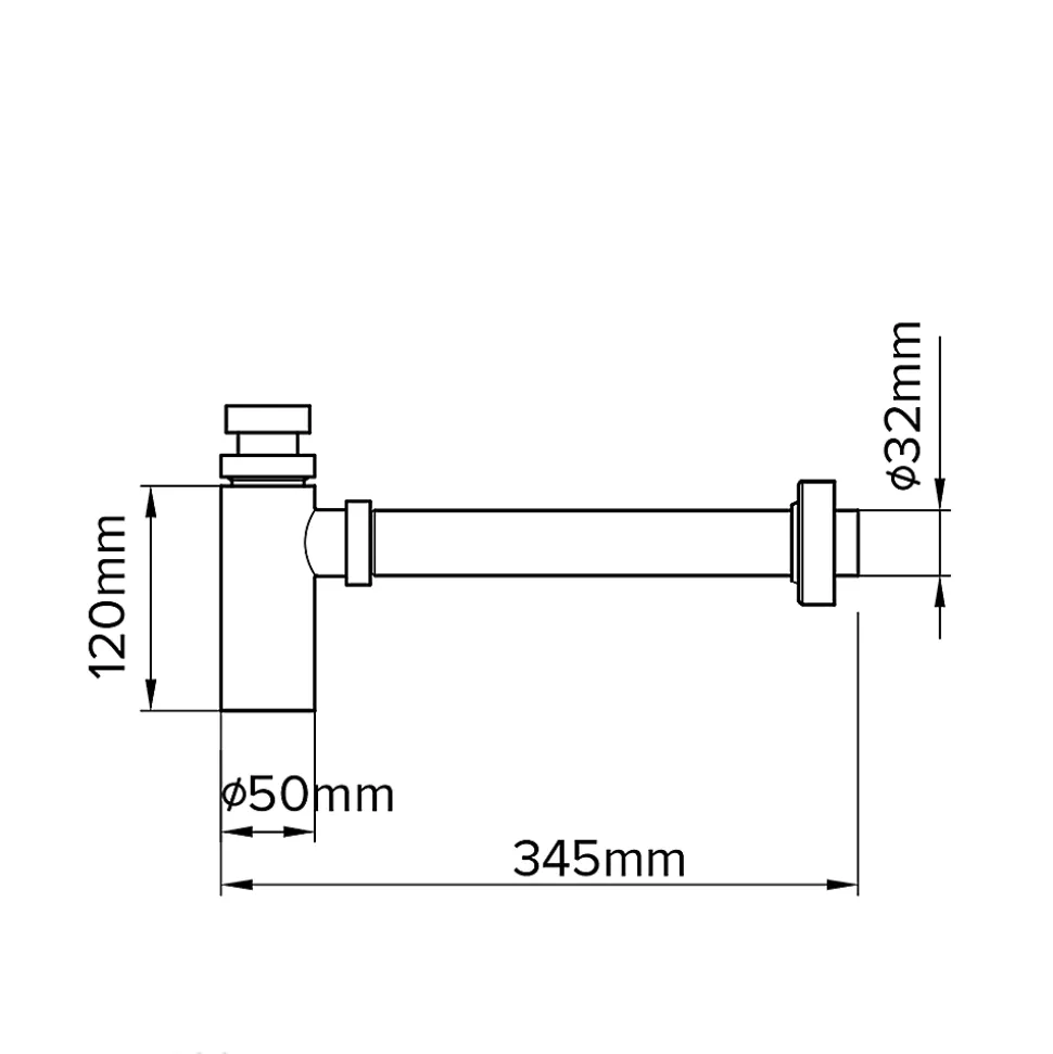 Siphon réglable noir 32mm Flomasta Laiton