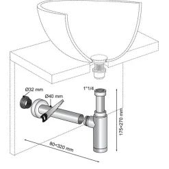 Siphon réglable Teos chromé Ø32 mm Wirquin