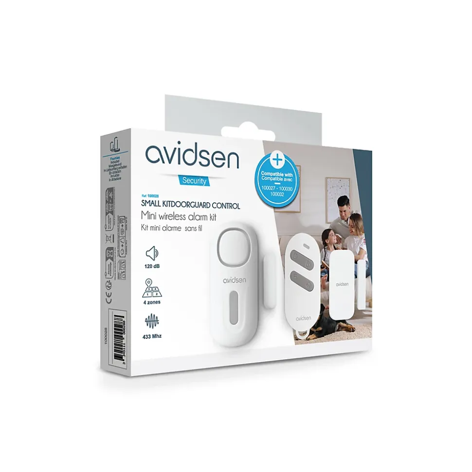 SMALL KITDOORGUARD CONTROL - Kit mini alarme pour porte et fenêtre avec sirène intégrée et télécommande - Avidsen - 100028