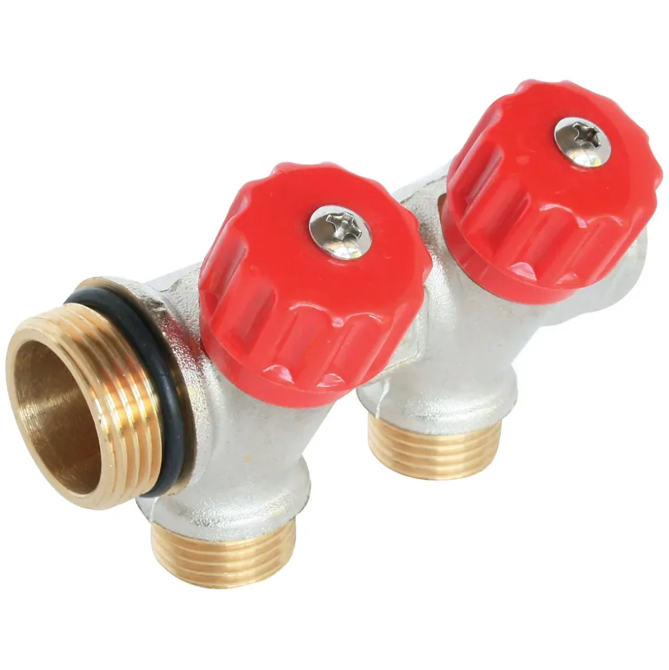 Somatherm For You - Collecteur de distribution 2 sorties à portée plate easy lock m15/21 avec vannes