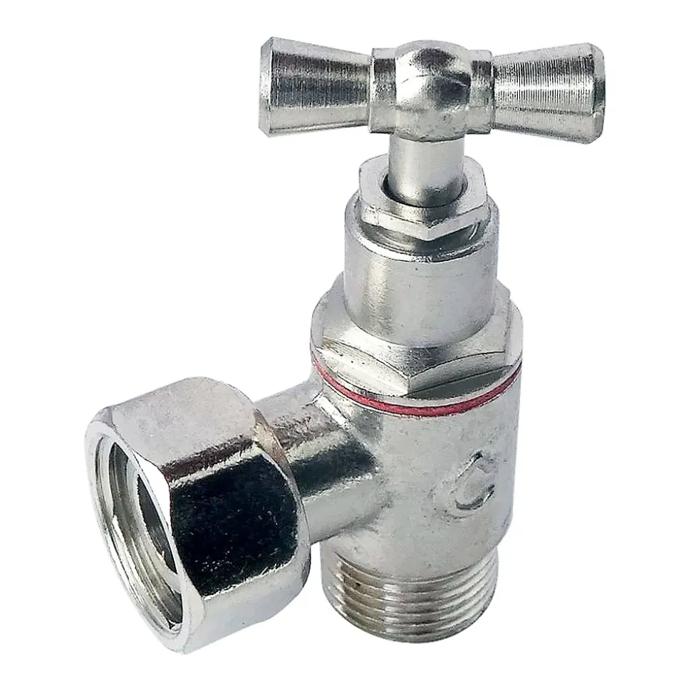 Somatherm For You - Robinet d'arrêt équerre à presse étoupe pour WC - 3/8 - Tête à clapet - nickelé