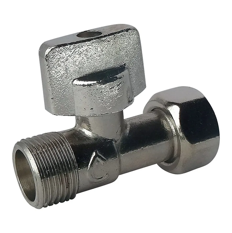 Somatherm For You - Robinet de WC 1/4 de tour droit nickelé brut M12/17 - Ecrou Prisonnier 12/17
