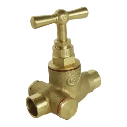 Somatherm For You - Robinet d'arrêt à potence à purge à souder - Pour tube cuivre 16mm - Laiton brut
