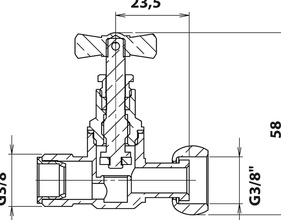 Somatherm For You - Robinet d'arrêt droit pour WC - 3/8 - Tête à clapet - Laiton nickelé