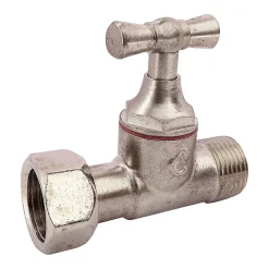 Somatherm For You - Robinet d'arrêt droit pour WC - 3/8 - Tête à clapet - Laiton nickelé