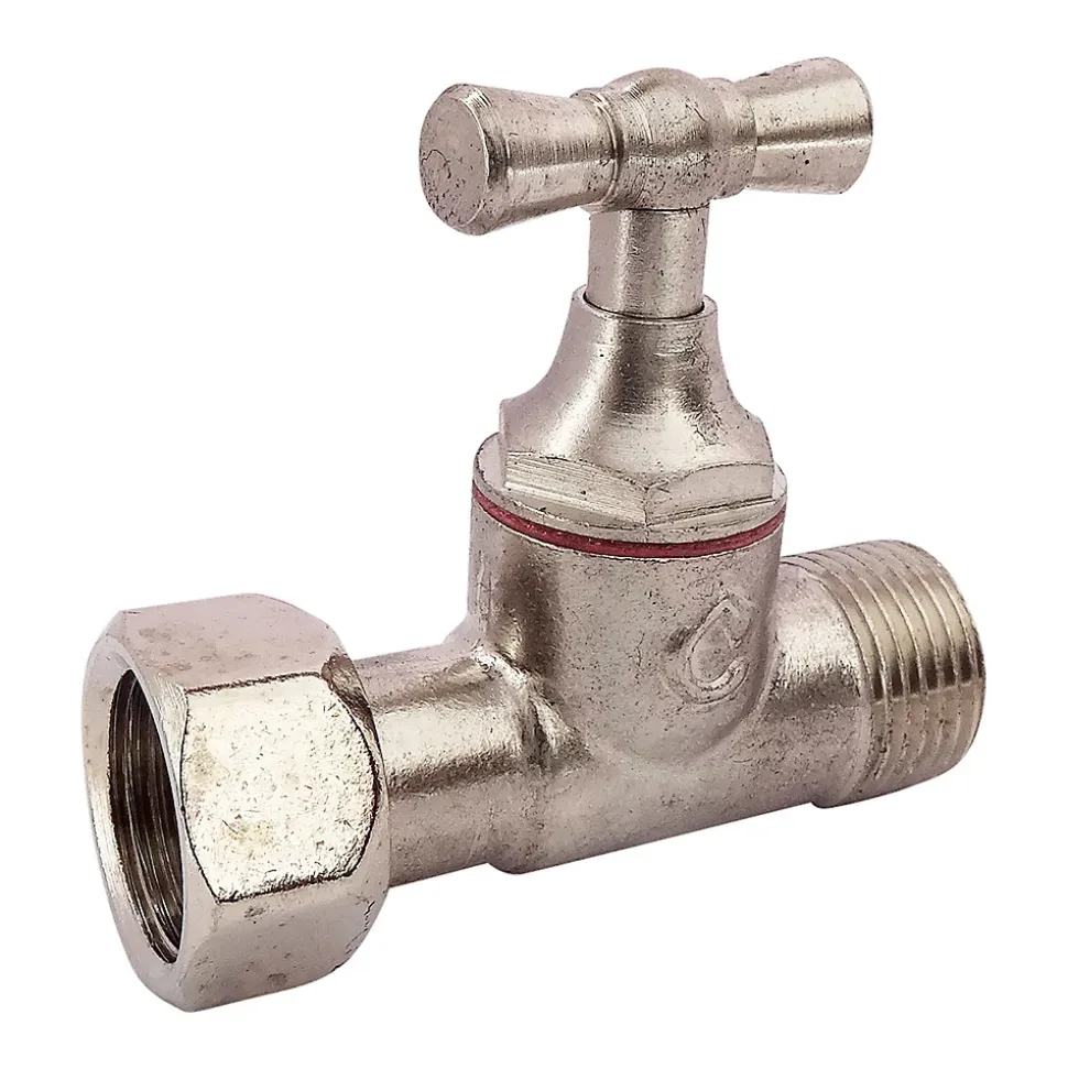 Somatherm For You - Robinet d'arrêt droit pour WC - 3/8 - Tête à clapet - Laiton nickelé