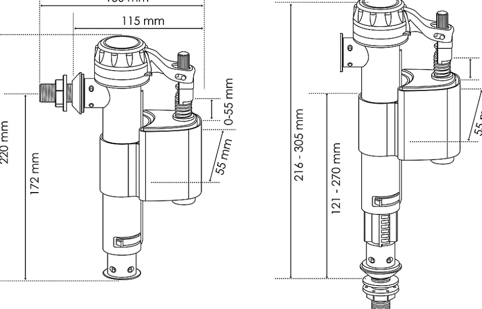 Somatherm For You - Robinet flotteur réversible pour alimentation WC - Raccord laiton M12/17 (3/8 )