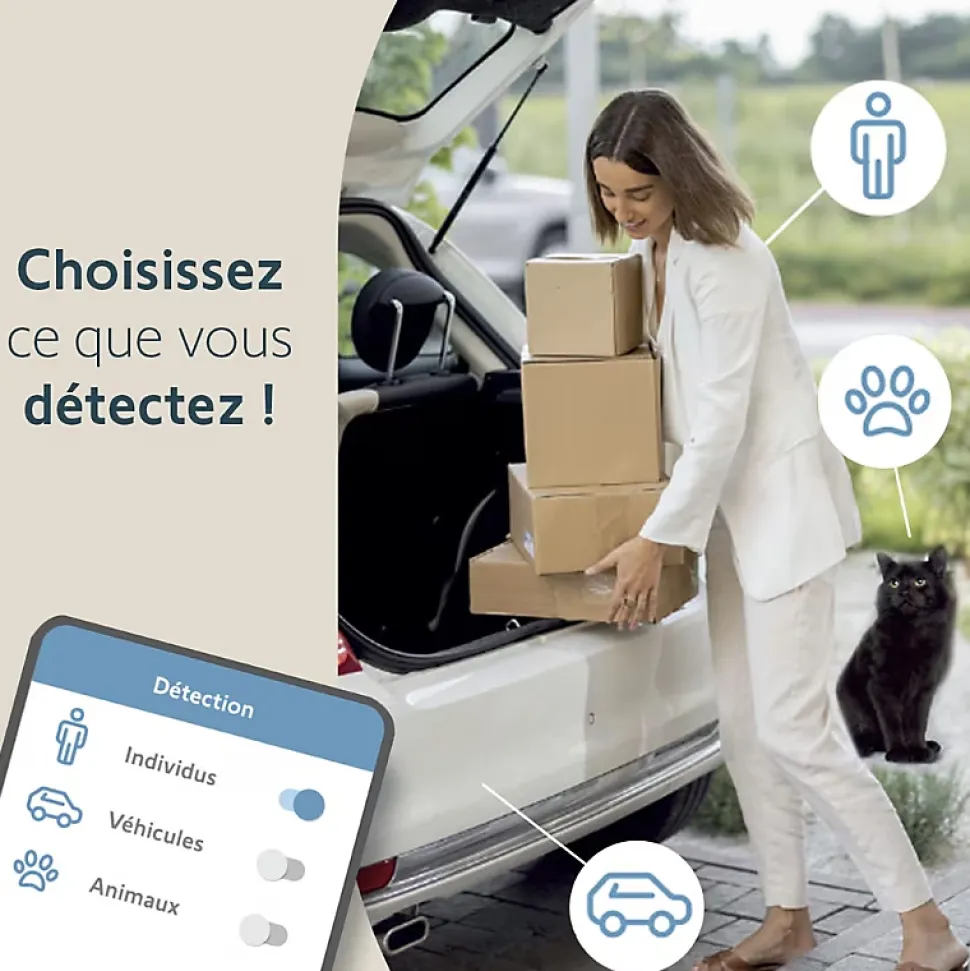 Somfy 1875326 - Outdoor Camera 2 blanche - Caméra de surveillance extérieure wifi avec détection intelligente - 1080p Full HD - Sirène 110 dB