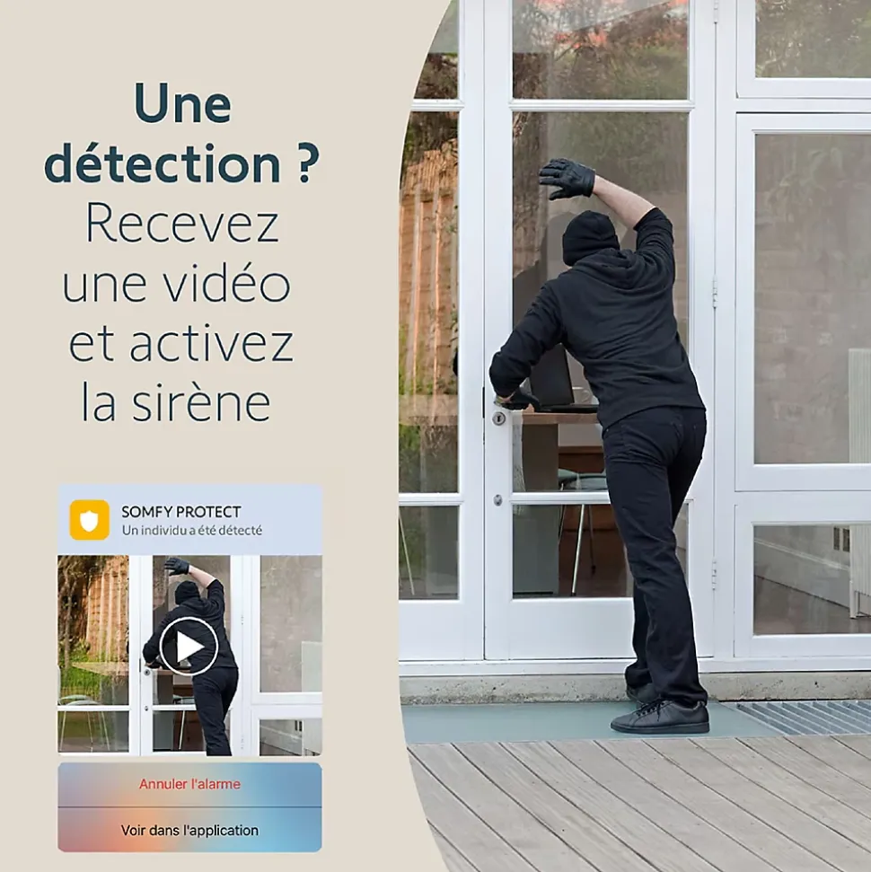 Somfy 1875326 - Outdoor Camera 2 grise - Caméra de surveillance extérieure wifi avec détection intelligente - 1080p Full HD - Sirène 110 dB