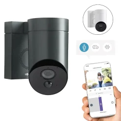 Somfy 1875326 - Outdoor Camera 2 grise - Caméra de surveillance extérieure wifi avec détection intelligente - 1080p Full HD - Sirène 110 dB