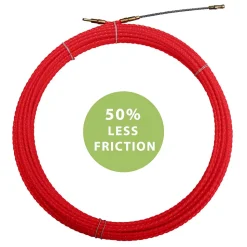 Sonde tire-fils à câble hélicoïdal, rouge, diam. 4,2 mm, 15 mètres, avec bornes M5 interchangeables