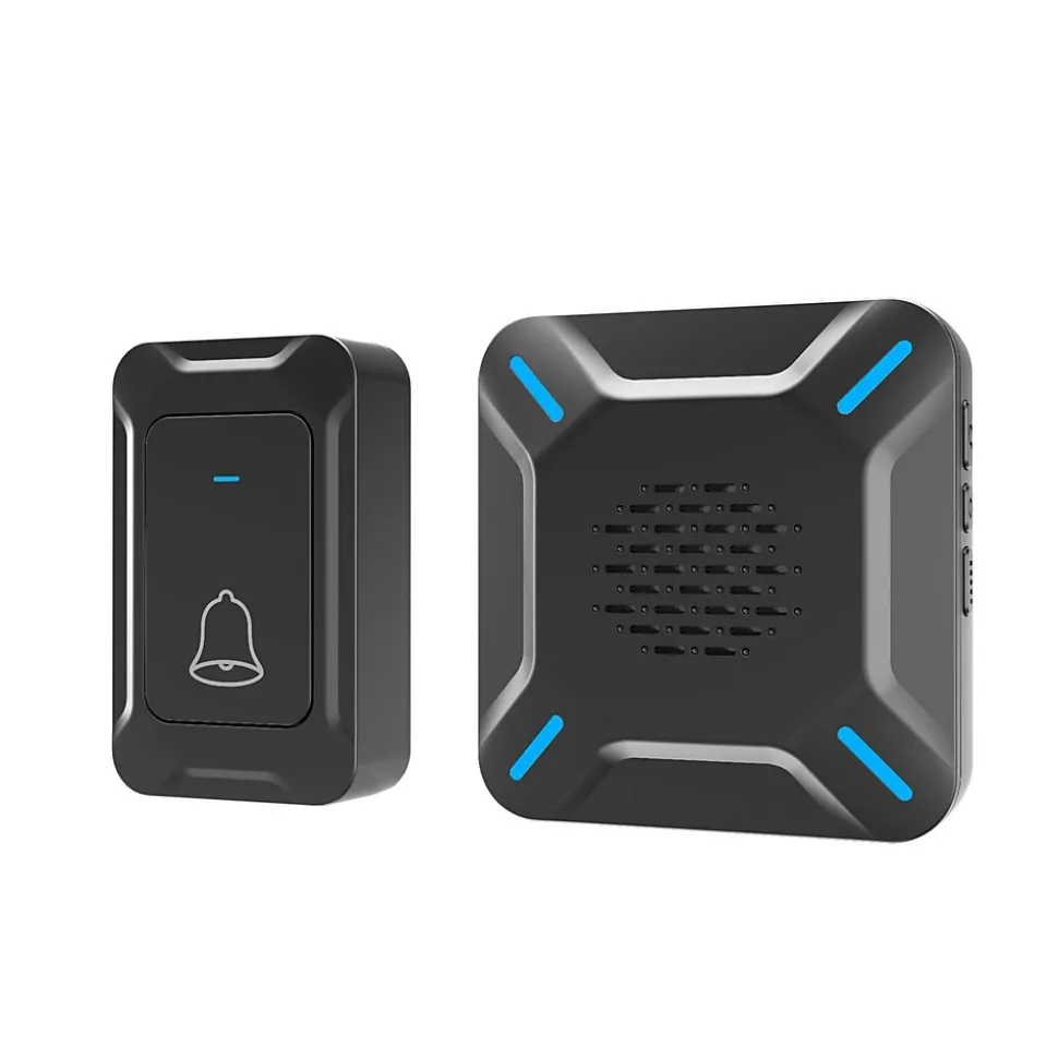 Sonnette extérieure sans fil étanche IP68, portée de 300 m, volume réglable sur 5 niveaux, 58 sonneries (noir)