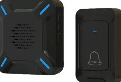Sonnette extérieure sans fil étanche, voyant LED, portée 300 m, volume réglable sur 5 niveaux, 58 sonneries (noir)