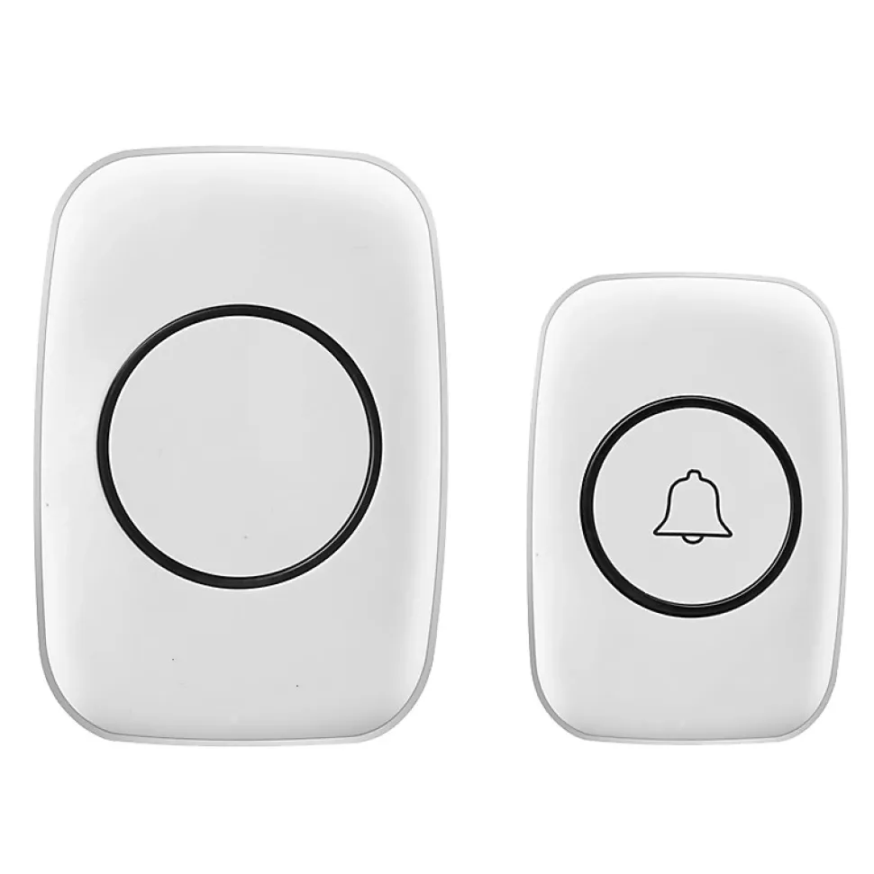 Sonnette extérieure sans fil étanche à 300 mètres, kit de sonnette avec récepteur enfichable pour la maison au Bureau, blanc