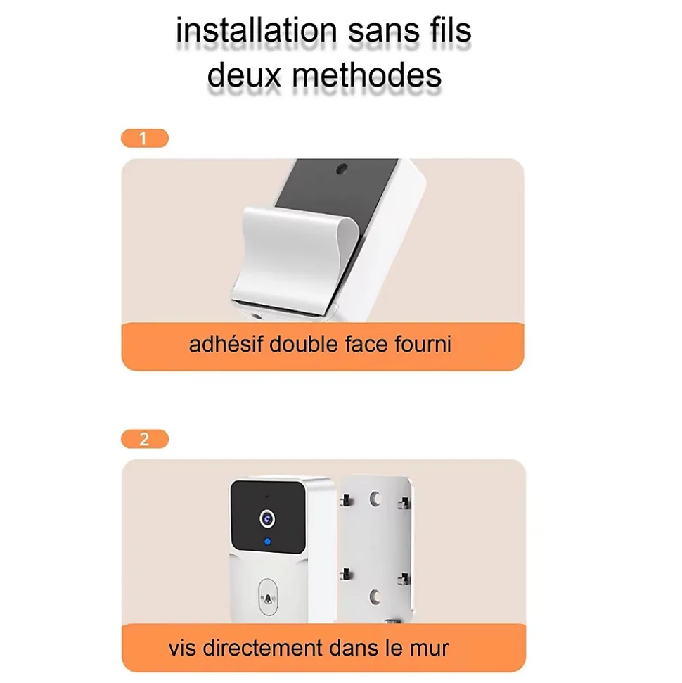 Sonnette portier SomLife app tuya smart life autonome sans fils alerte direct smartphone, vision nocture carillon fourni