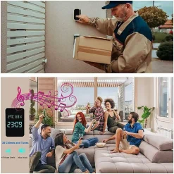 Sonnette sans fil extérieure automatique étanche sans pile monobloc