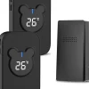 Sonnette sans fil, sonnette électronique étanche 150 m, kit de sonnette et 38 mélodies avec 4 niveaux de volume (noir 1+2)