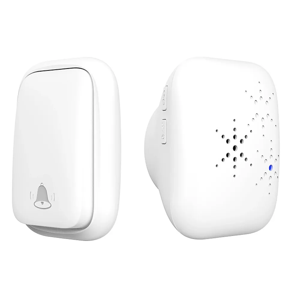 Sonnette sans fil étanche IP68, auto-alimentée, portée de 100 m, blanche