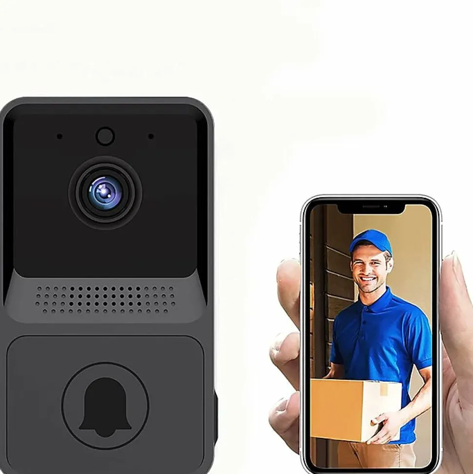 Sonnette vidéo sans fil, compatible avec sonnette intelligente, connexion sans fil, caméra 1080p (avec batterie)