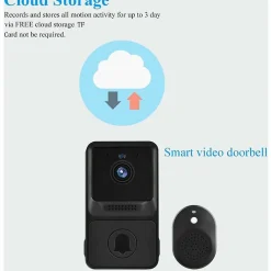 Sonnette vidéo sans fil haute résolution 1080P