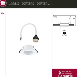 Spot encastré Kit de 10 fixe rond 90mm GU10 max. 10x10W 230V gradable Blanc