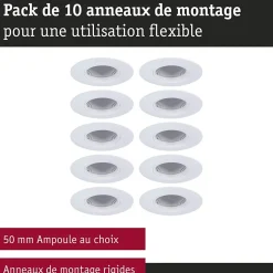 Spot encastré Kit de 10 fixe rond 90mm GU10 max. 10x10W 230V gradable Blanc
