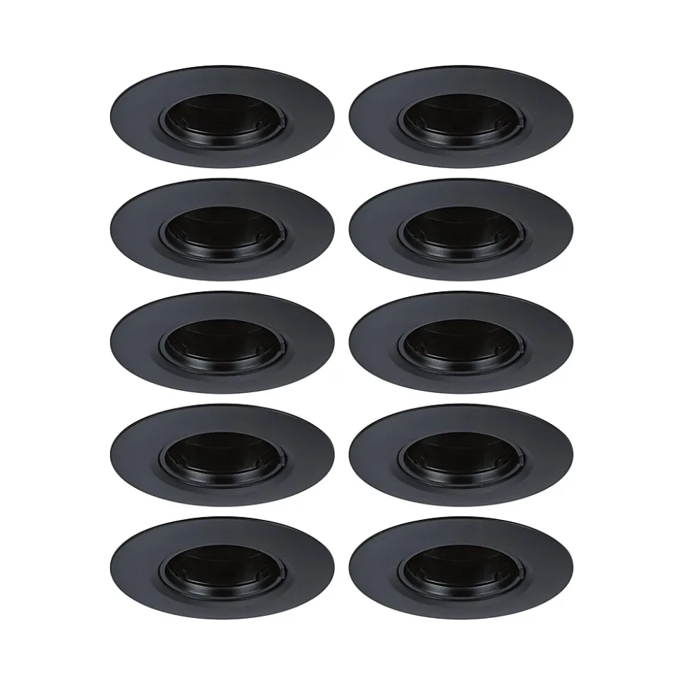 Spot encastré Kit de 10 fixe rond 90mm GU10 max. 10x10W 230V gradable Noir