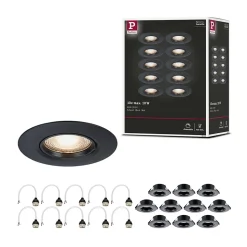 Spot encastré Kit de 10 fixe rond 90mm GU10 max. 10x10W 230V gradable Noir